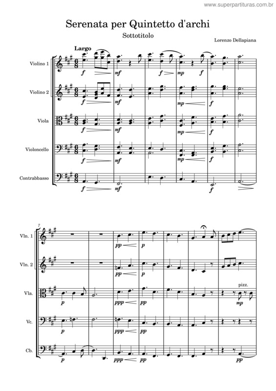 Partitura da música Serenata Per Quintetto D`Archi