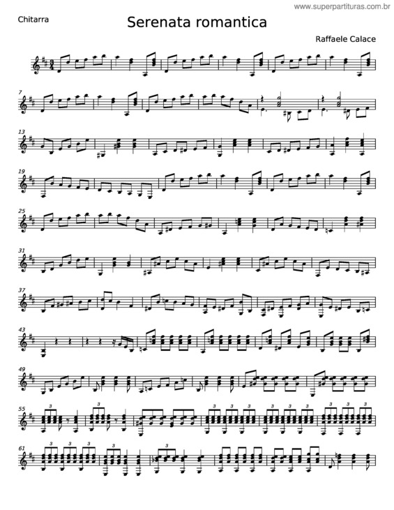 Partitura da música Serenata Romantica – Raffaele Calace