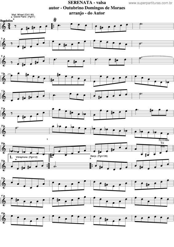 Partitura da música Serenata v.11