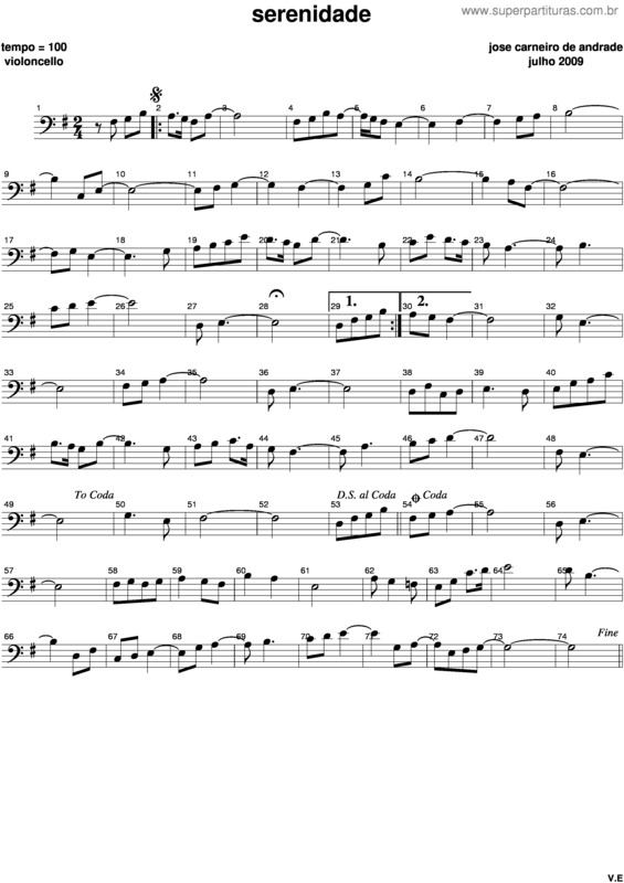 Partitura da música Serenidade