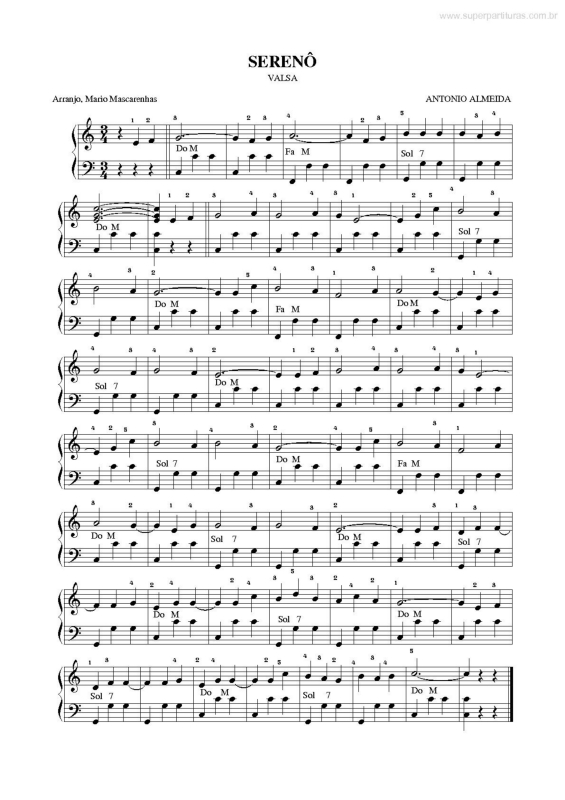 Partitura da música Serenô