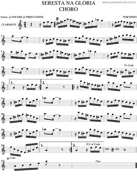 Partitura da música Seresta Na Glória