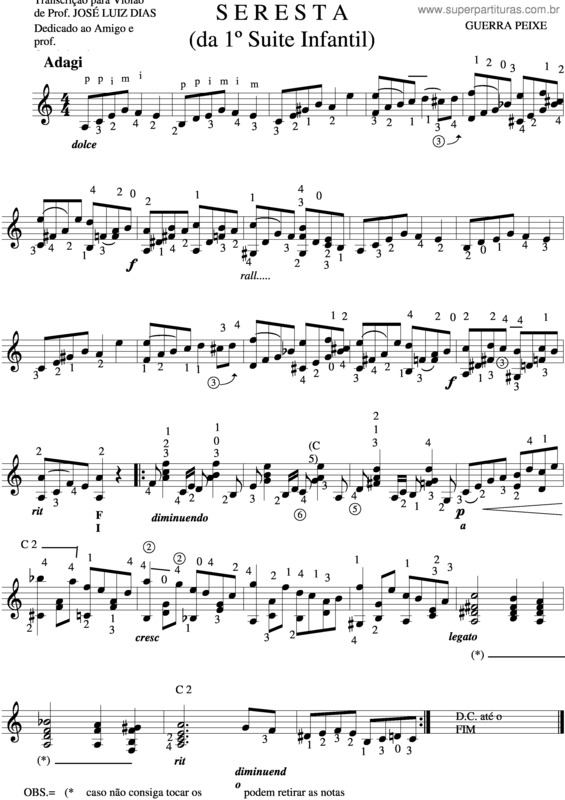 Partitura da música Seresta v.3