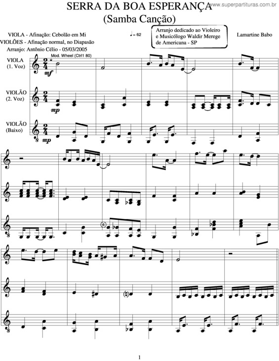 Partitura da música Serra Da Boa Esperança v.4