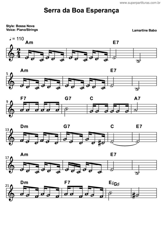 Partitura da música Serra Da Boa Esperança v.5