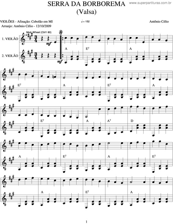 Partitura da música Serra Da Borborema