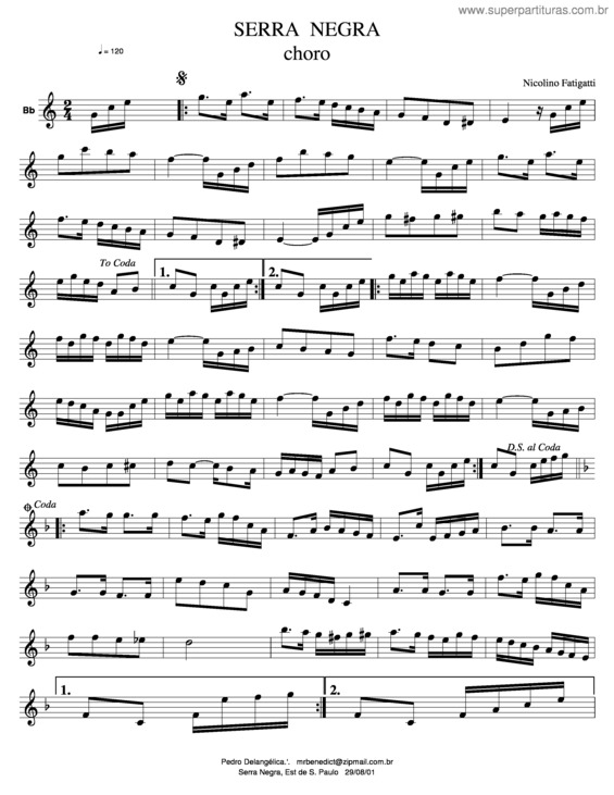 Partitura da música Serra Negra