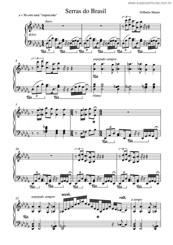 Partitura da música Serras do Brasil