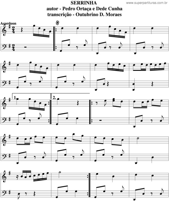 Partitura da música Serrinha