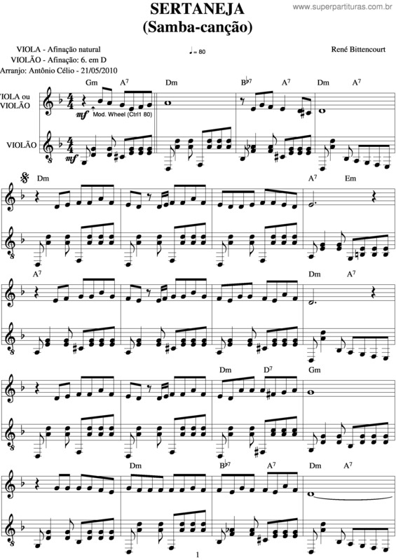 Partitura da música Sertaneja v.2