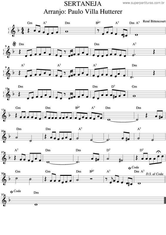 Partitura da música Sertaneja