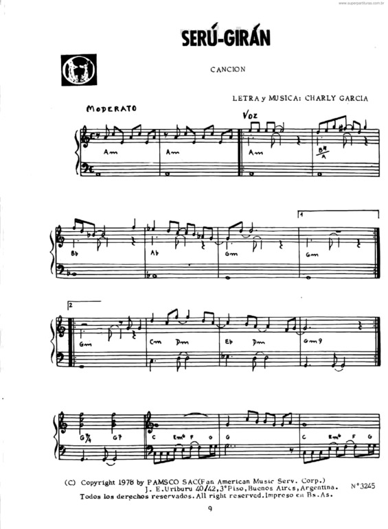 Partitura da música Seru Giran