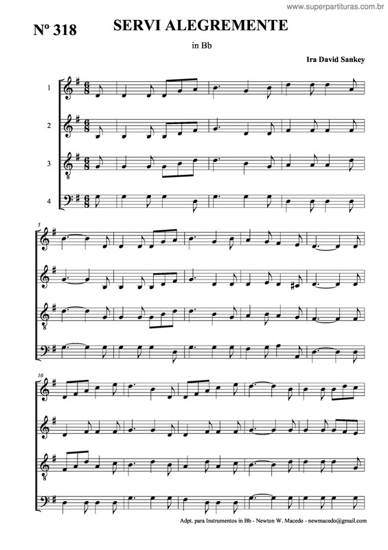 Partitura da música Servi Alegremente v.3