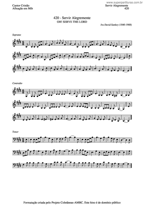 Partitura da música Servir Alegremente v.3