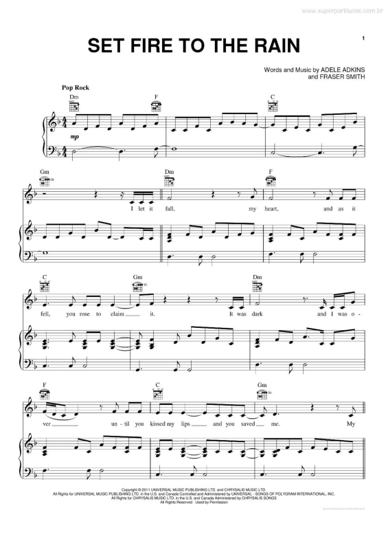 Partitura da música Set Fire to the Rain v.2