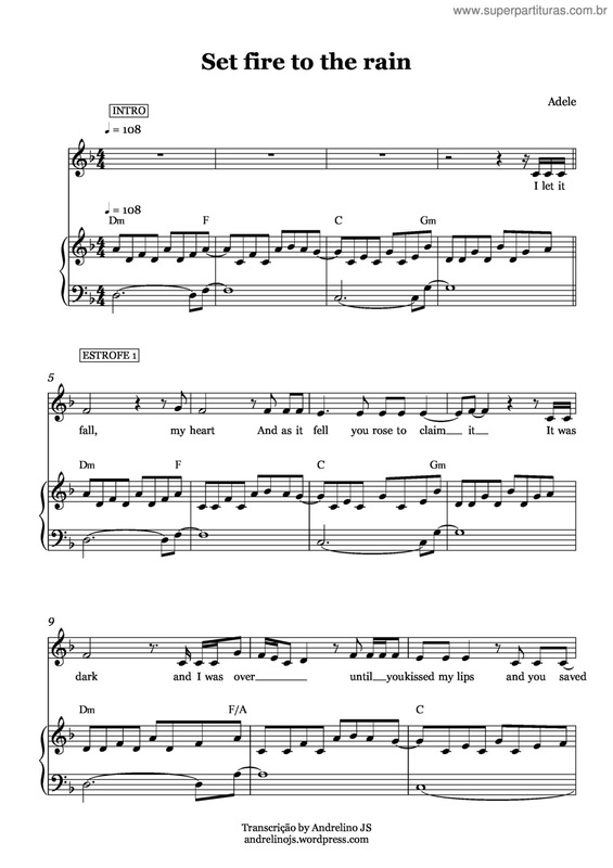 Partitura da música Set fire to the rain v.3