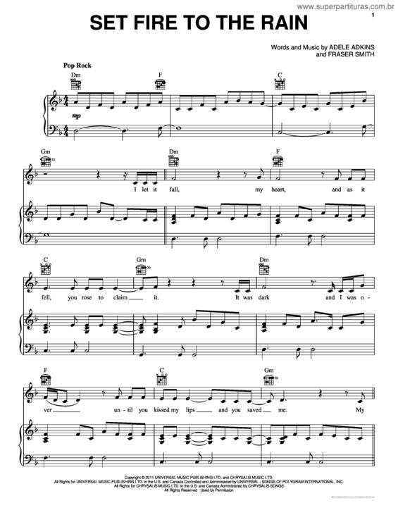 Partitura da música Set Fire To The Rain v.5