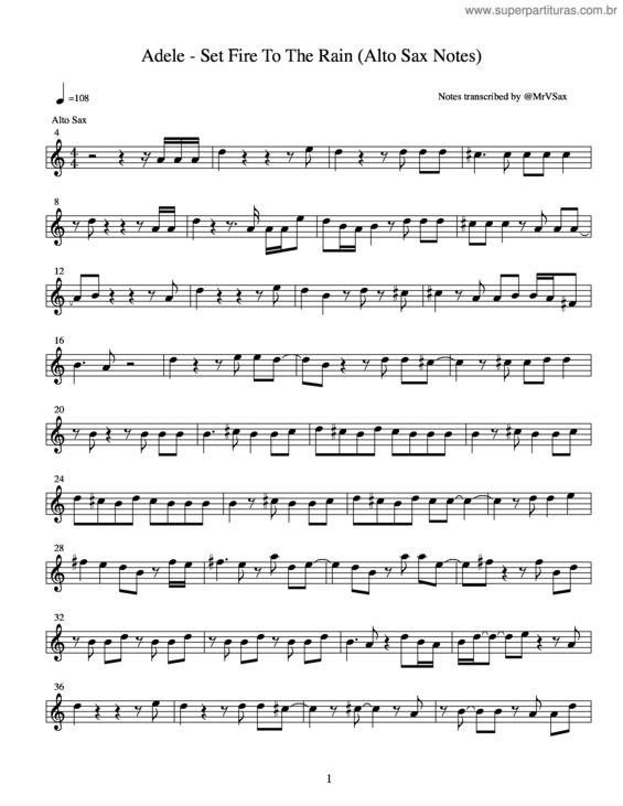 Partitura da música Set Fire To The Rain v.6