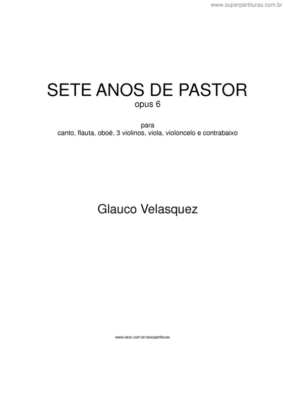 Partitura da música Sete anos de pastor