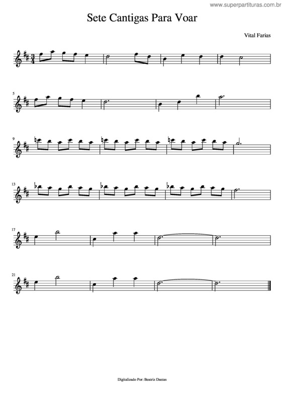 Partitura da música Sete Cantigas Para Voar