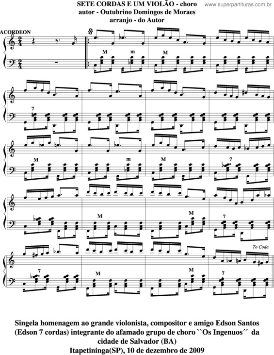 Partitura da música Sete Cordas E Um Violão v.2