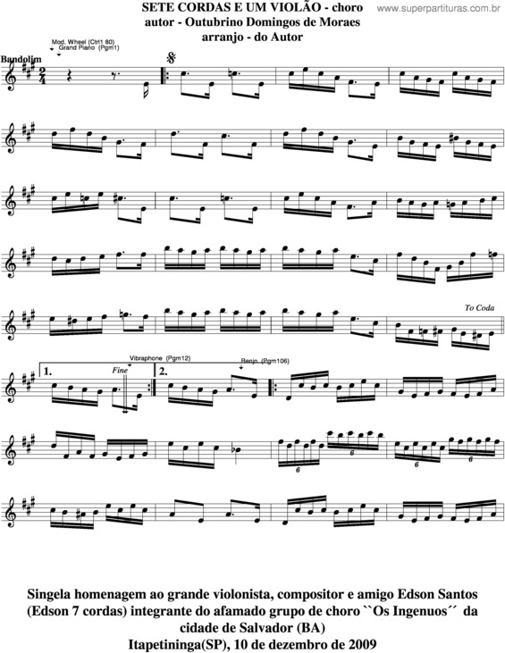 Partitura da música Sete Cordas E Um Violão v.3