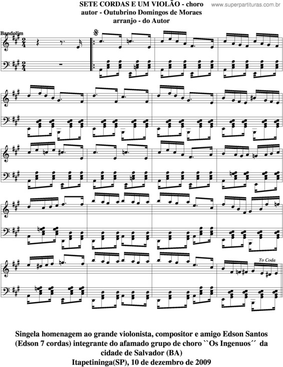 Partitura da música Sete Cordas E Um Violão v.4