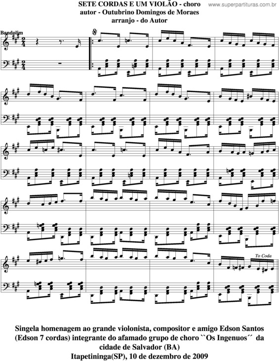 Partitura da música Sete Cordas E Um Violão v.4