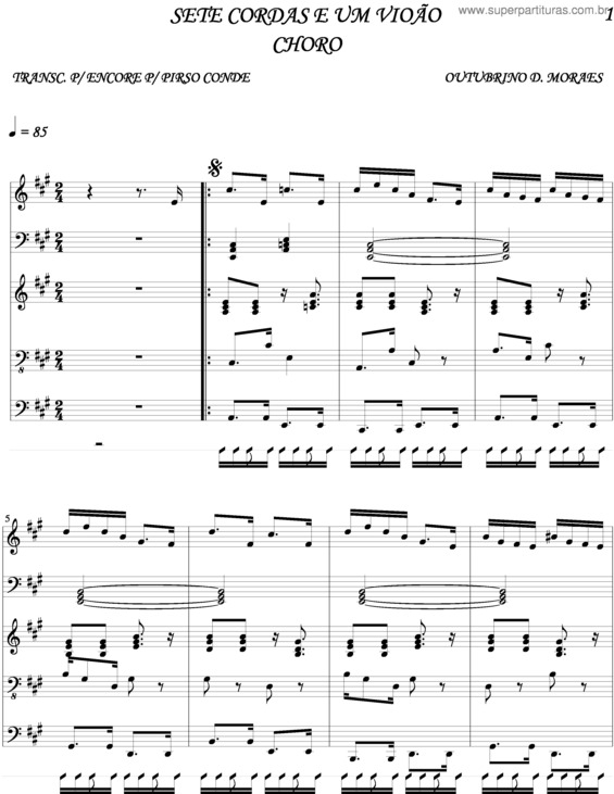 Partitura da música Sete Cordas E Um Violão