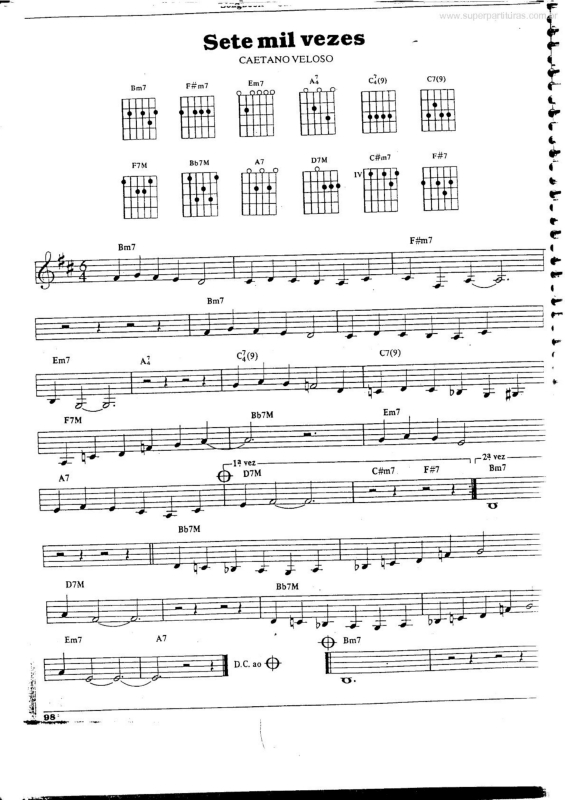 Partitura da música Sete Mil Vezes