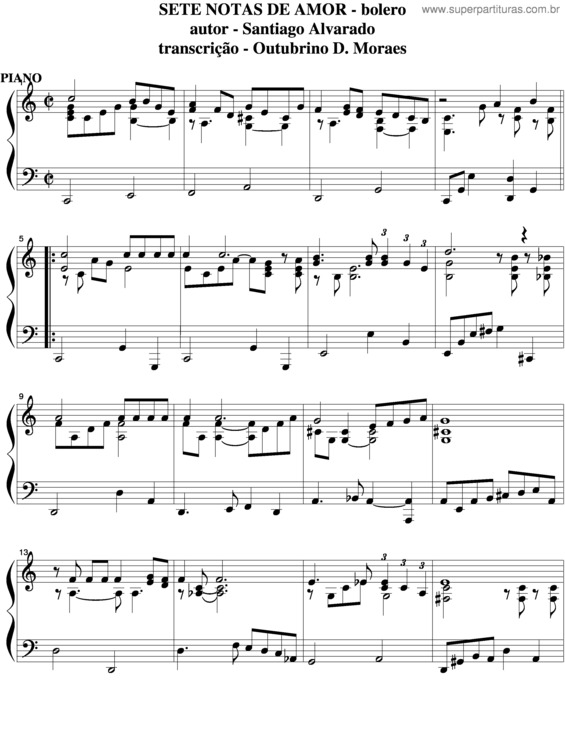 Partitura da música Sete Notas De Amor