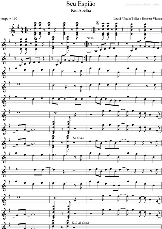 Partitura da música Seu Espião