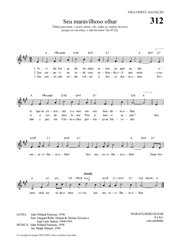 Partitura da música Seu Maravilhoso Olhar