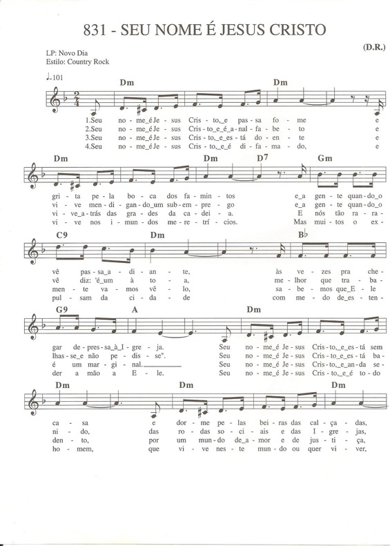 Partitura da música Seu Nome É Jesus Cristo