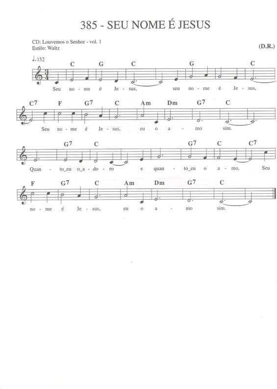 Partitura da música Seu Nome É Jesus