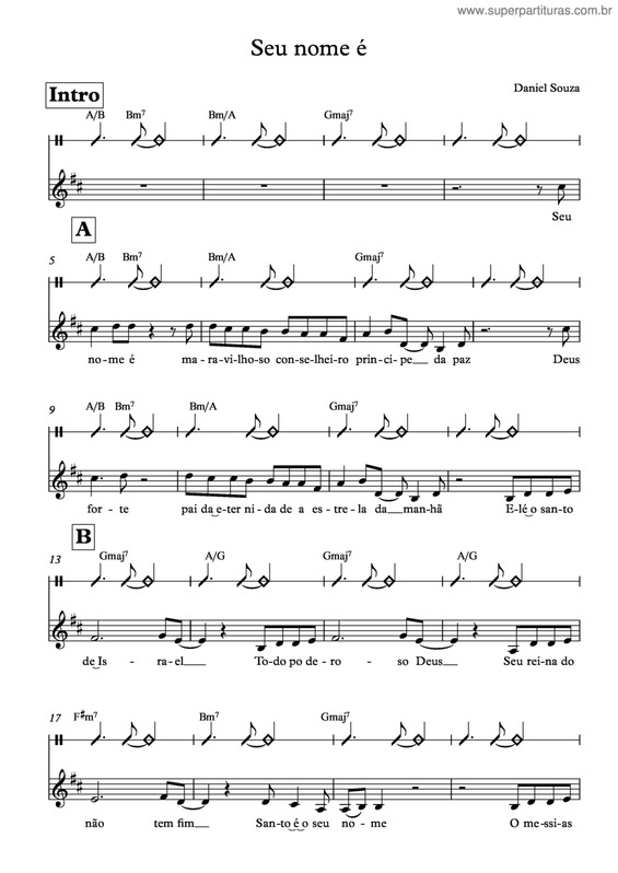 Partitura da música Seu Nome É