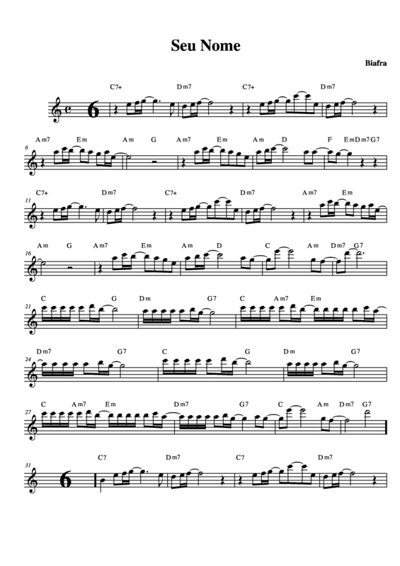 Partitura da música Seu Nome