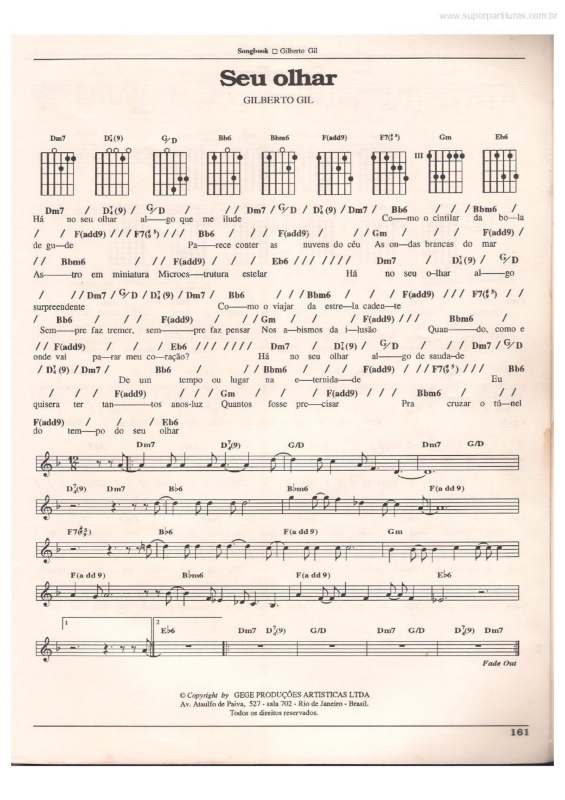 Partitura da música Seu Olhar