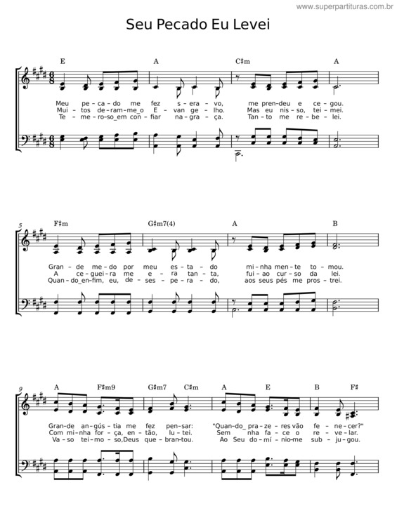 Partitura da música Seu Pecado Eu Levei – William Cowper
