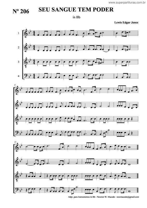 Partitura da música Seu Sangue Tem Poder v.2