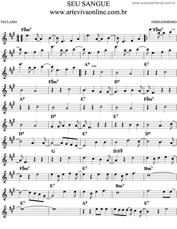 Partitura da música Seu Sangue