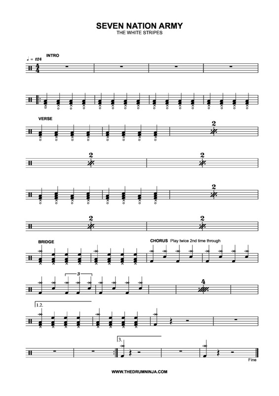 Partitura da música Seven Nation Army v.2