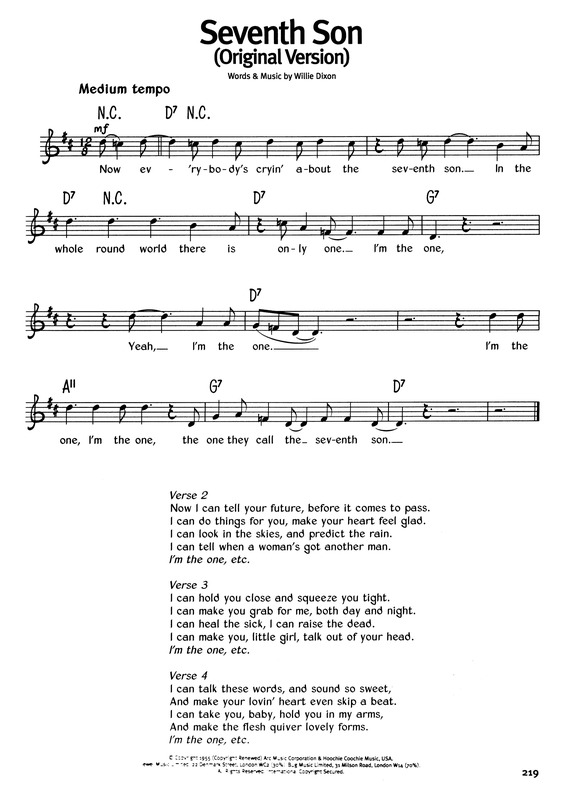 Partitura da música Seventh Son