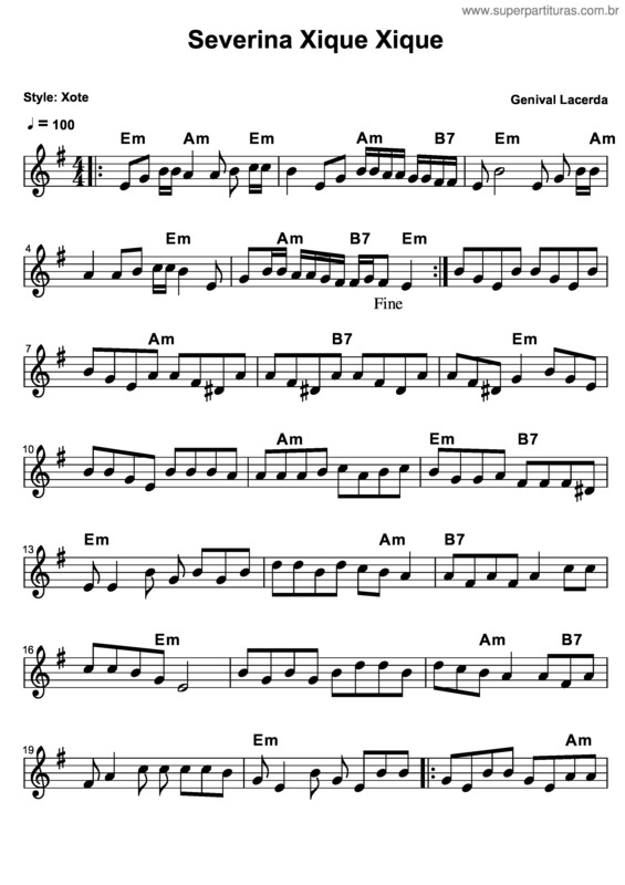 Partitura da música Severina Xique Xique v.2