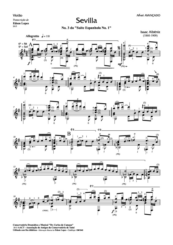 Partitura da música Sevilla Op. 47