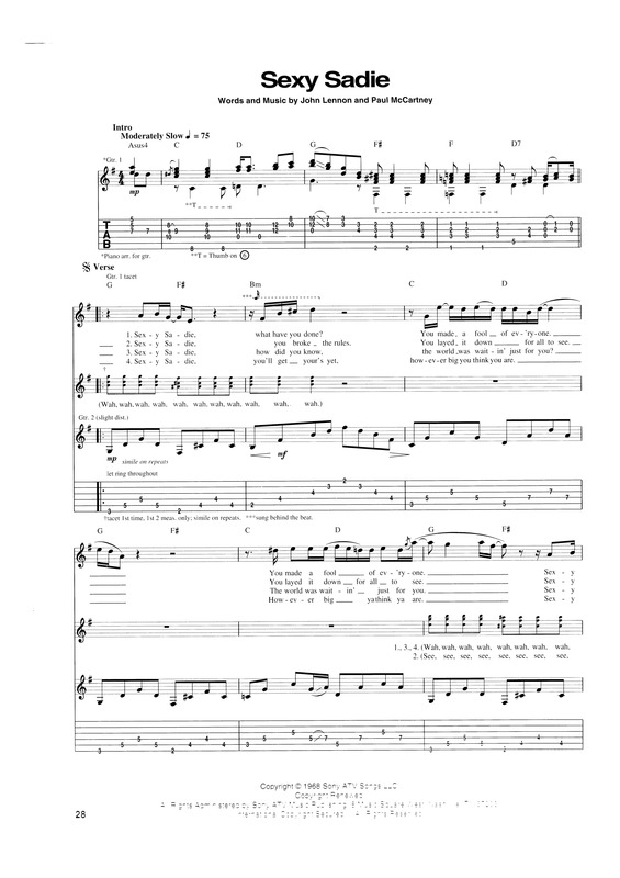 Partitura da música Sexy Sadie v.3