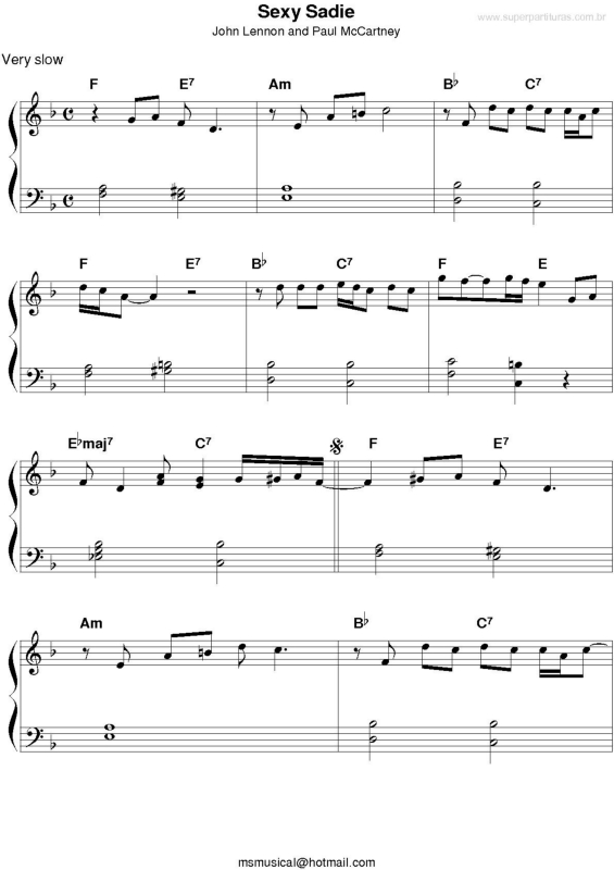 Partitura da música Sexy Sadie