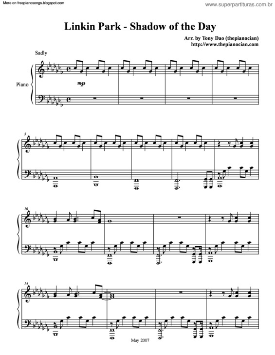 Partitura da música Shadow Of The Day