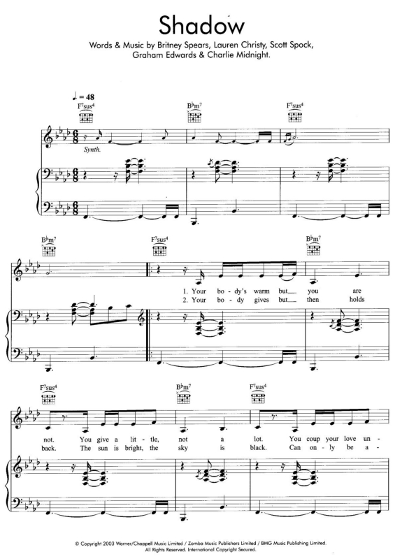 Partitura da música Shadow