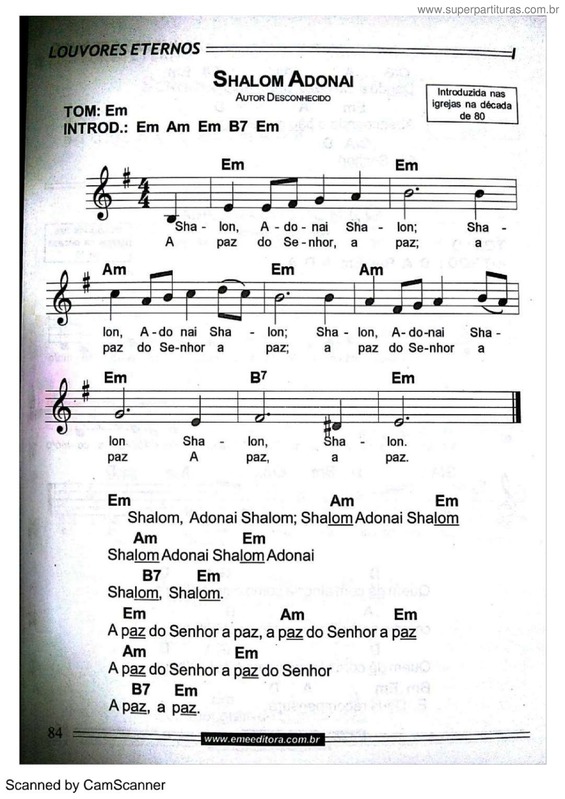 Partitura da música Shalom Adonai